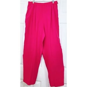 100% Silk Fuchsia Pants Size 14